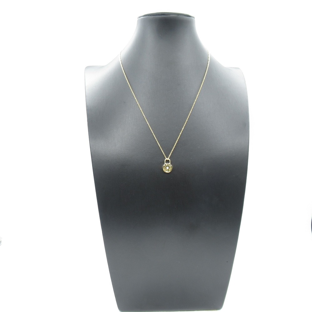 Tiffany 1837 Round Lock Diamond Necklace K18 Yellow Gold Clear